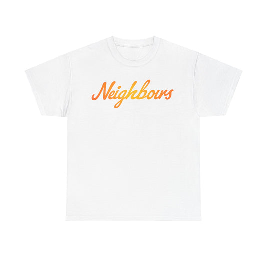 Neighbours Script T‑Shirt — Retro Orange Neighborhood Tee