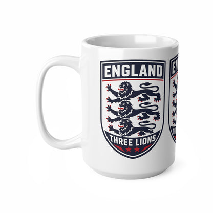England Three Lions Ceramic Coffee Mug — 11oz & 15oz Football Fan Gift