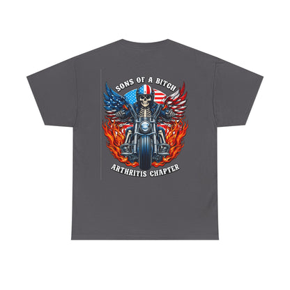 Motorcycle Skull Tee — "Sons of a B***h" Patriotic Biker Shirt