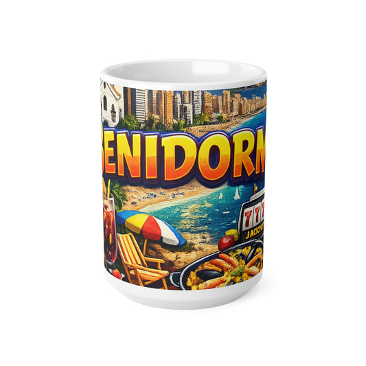 Benidorm Travel Coffee Mug — Retro Cityscape 11oz & 15oz Ceramic Cup