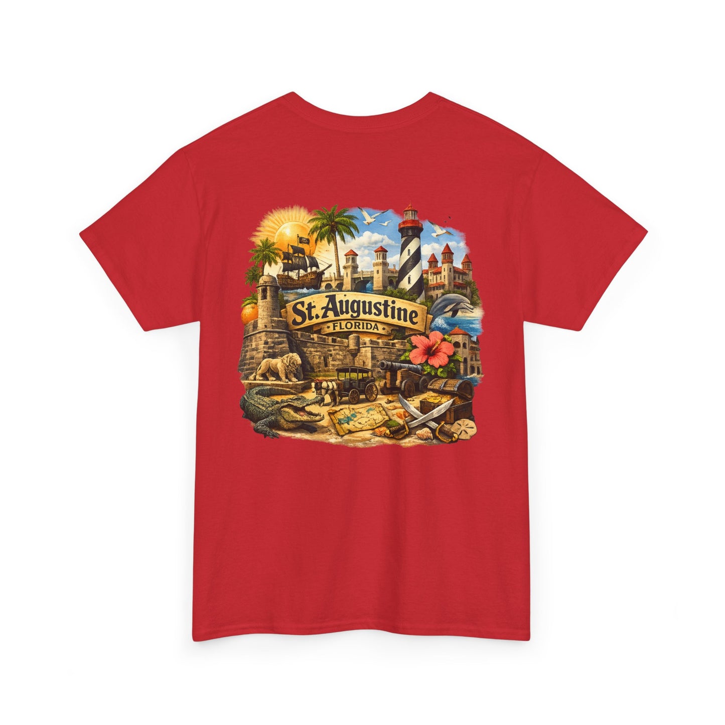 St. Augustine Florida Vintage Travel Tee — Retro Beach & Lighthouse Souvenir T-Shirt