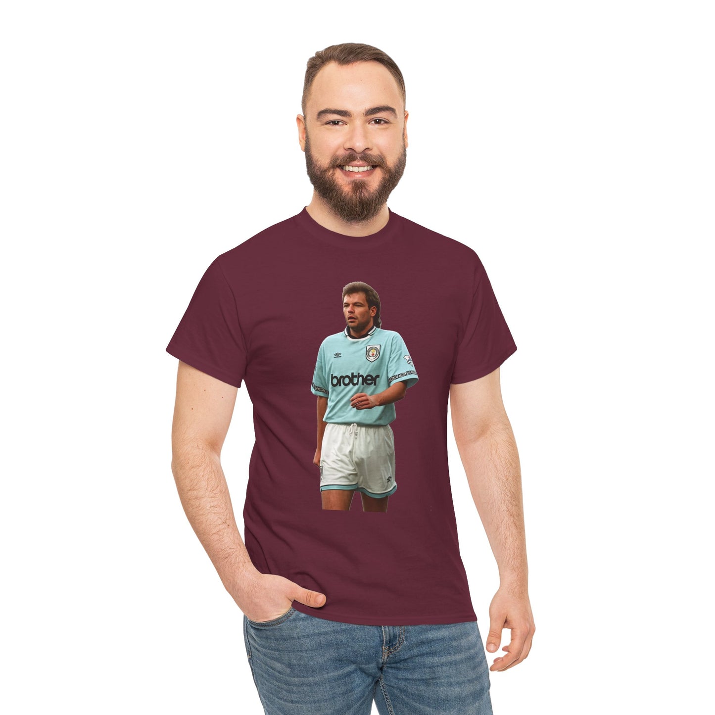 Uwe Rosler Manchester City Legend Graphic Tee - Retro Football Kit Print