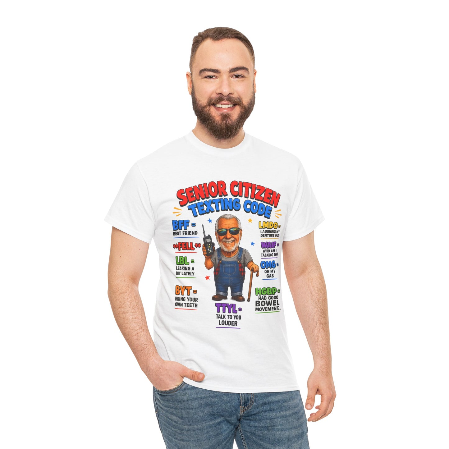 Senior Citizen Texting Code T-Shirt — Funny Grandpa Grandma Retirement Gift