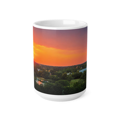 Sunset over Magic Kingdom Landscape Ceramic Mug — 11oz & 15oz Scenic Coffee Cup