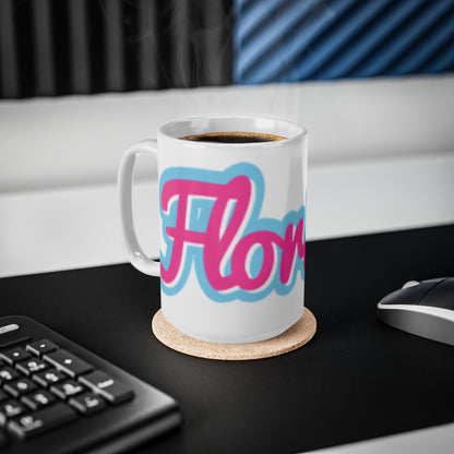 Florida Retro Script Ceramic Coffee Mug – Pink & Blue 11oz/15oz