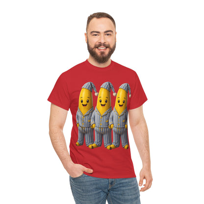 Bananas in Pyjamas – Three Smiling Bananas in Striped Pajamas Graphic T-Shirt