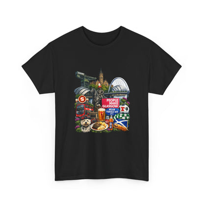 Glasgow Collage T-Shirt — "People Make Glasgow" Scottish City Souvenir Tee