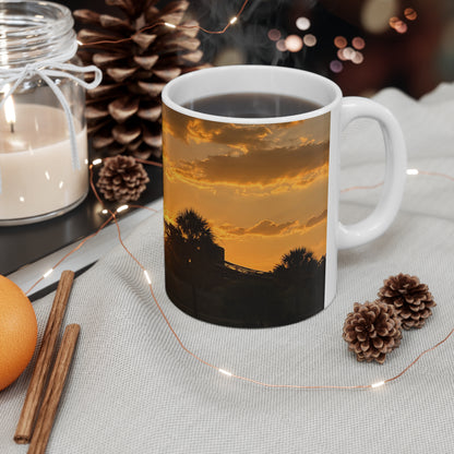 Volcano Bay at Sunset Palm Silhouette Ceramic Mug — 11oz & 15oz
