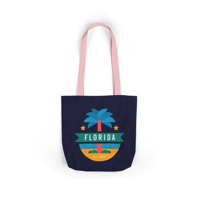 Florida Palm Beach Canvas Tote Bag — Retro Sunshine Travel Tote