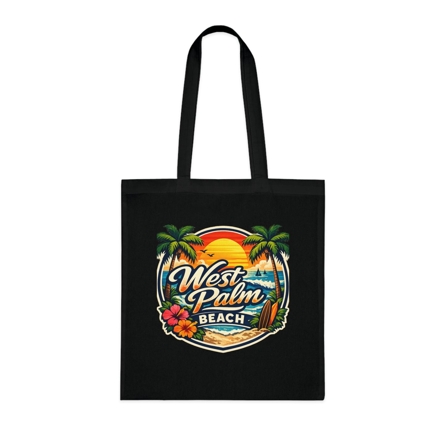 Rio de Janeiro / West Palm Beach Beach Tote — Retro Tropical Cotton Tote Bag