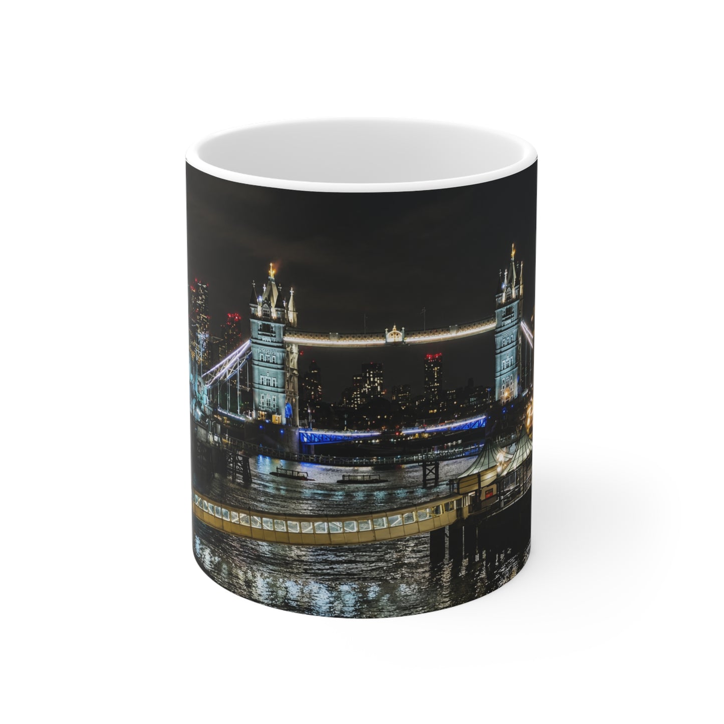 London Tower Bridge Nightscape Ceramic Mug — Tower Bridge Cityscape Coffee Cup (11oz & 15oz)