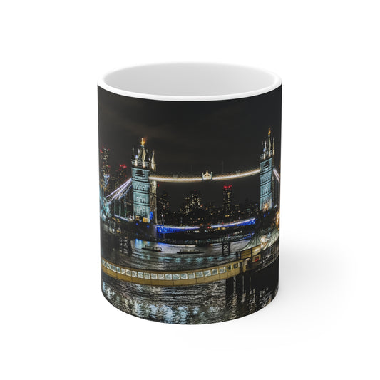 London Tower Bridge Nightscape Ceramic Mug — Tower Bridge Cityscape Coffee Cup (11oz & 15oz)