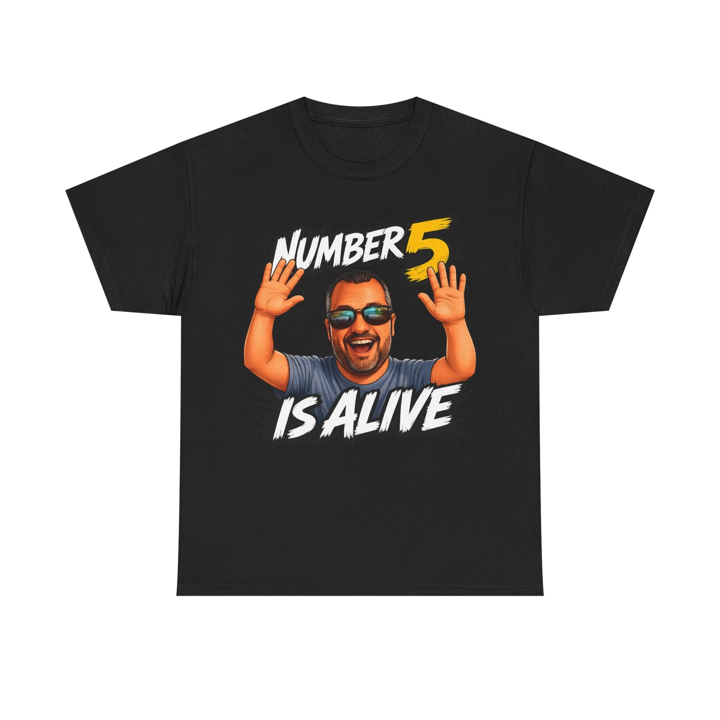 Number 5 Is Alive Graphic Tee — Funny Meme Face T‑Shirt