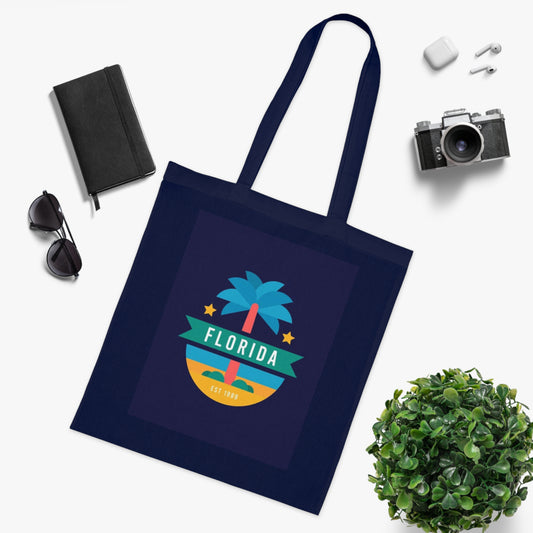 Florida Palm Beach Tote Bag – Retro State Travel Cotton Tote