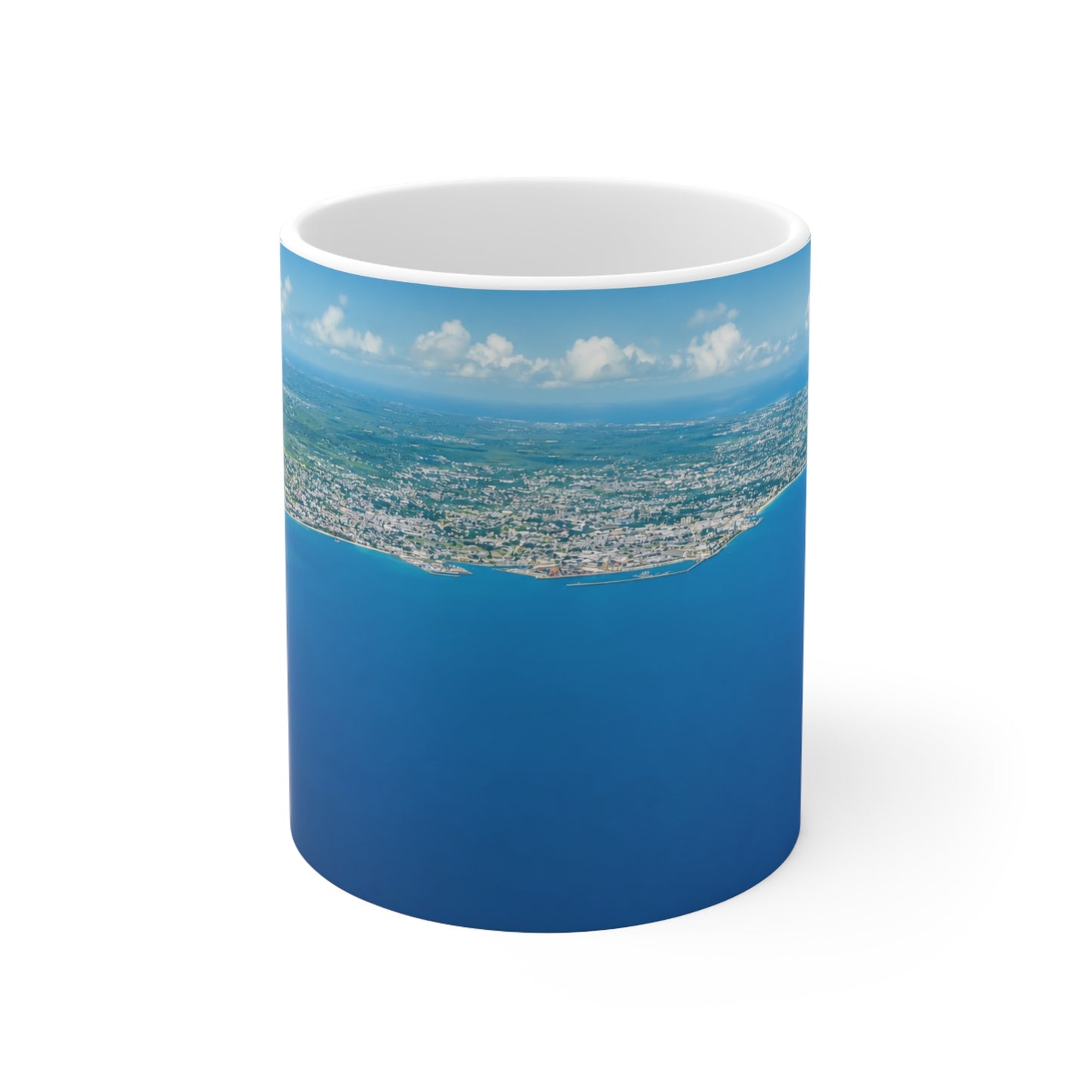 Barbados Coastal Aerial Photo Ceramic Mug — Ocean Blue 11oz & 15oz
