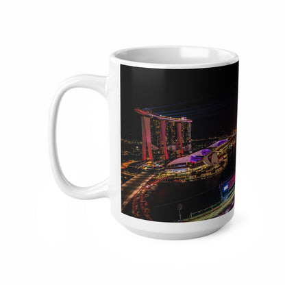 Singapore Night Skyline Coffee Mug — Marina Bay Fireworks 11oz/15oz