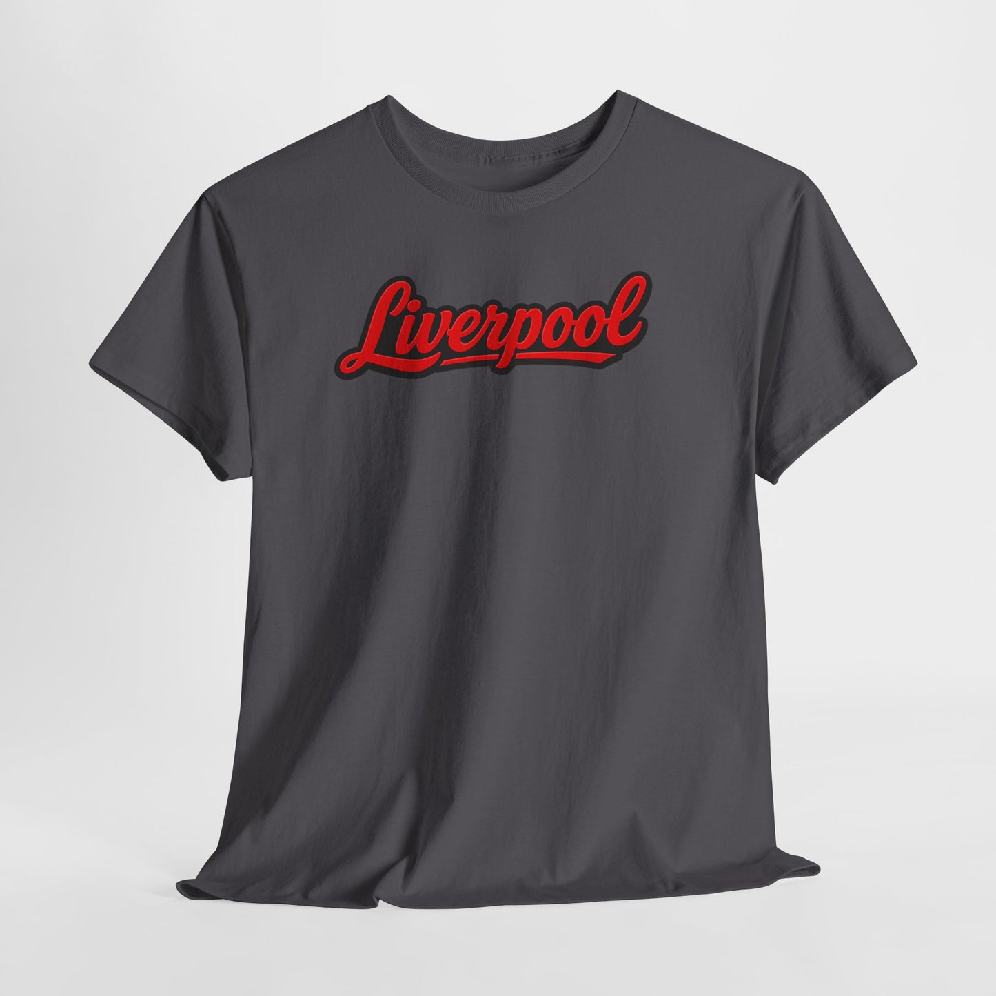 Liverpool Script T-Shirt — Retro Red Script Football Fan Tee