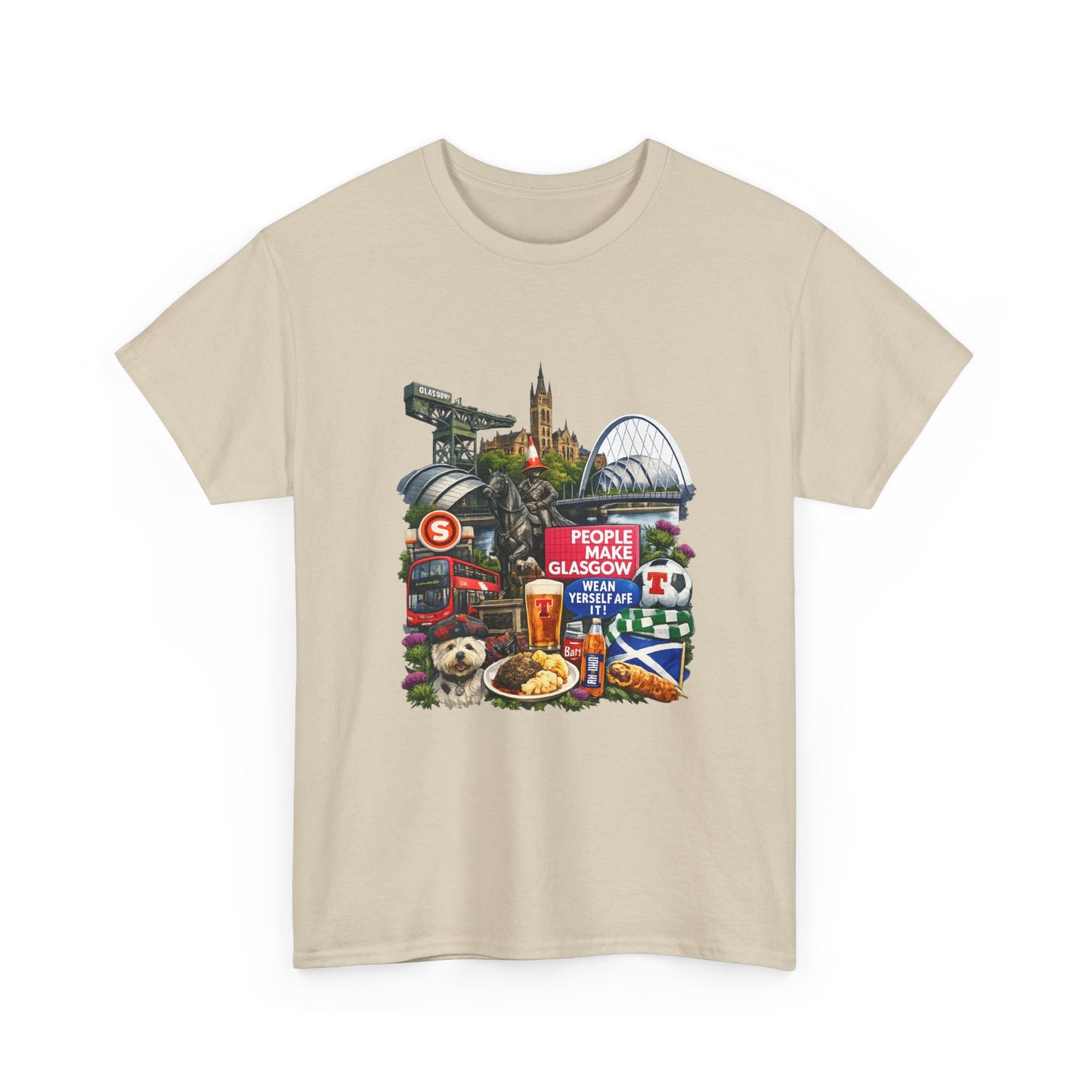 Glasgow Collage T-Shirt — "People Make Glasgow" Scottish City Souvenir Tee