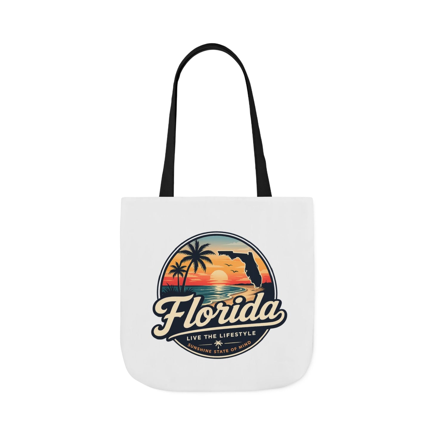 Florida Sunset Canvas Tote Bag — Retro Palm Beach Design