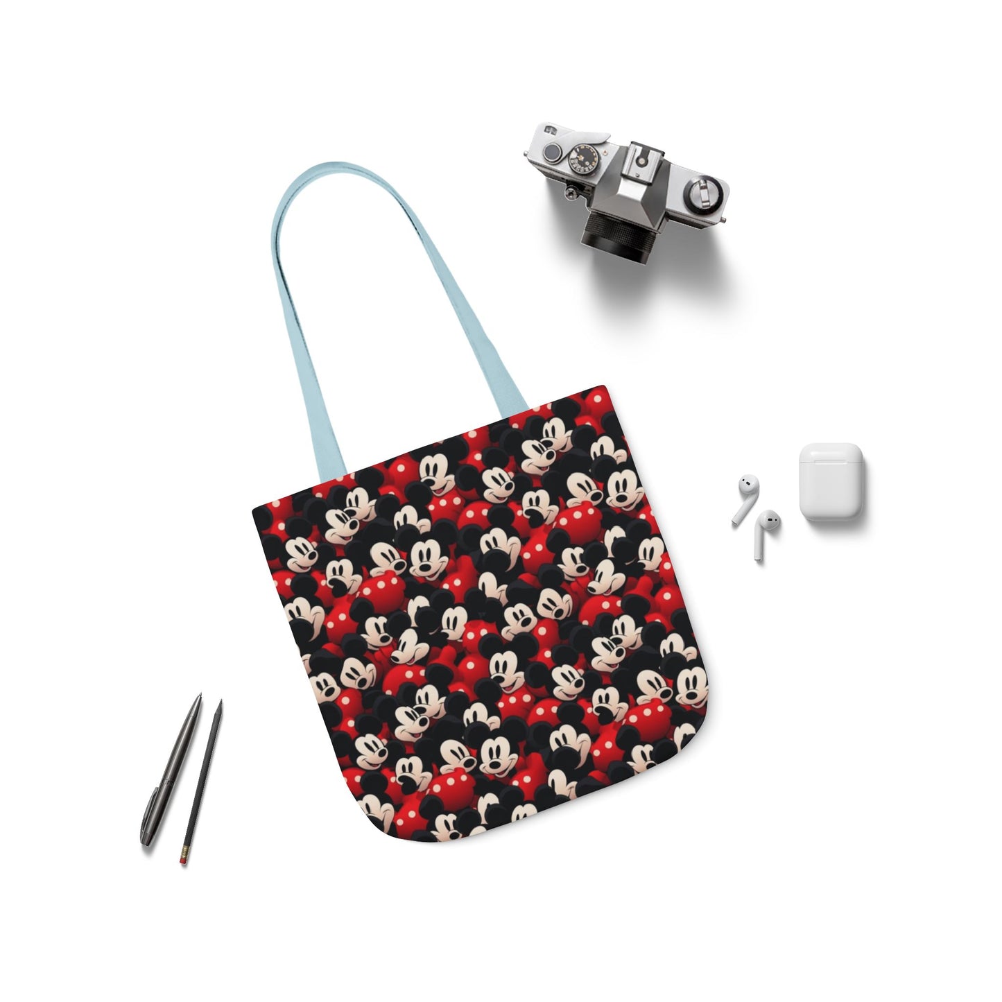 Mickey Mouse Canvas Tote — Retro Cartoon Character Allover Print