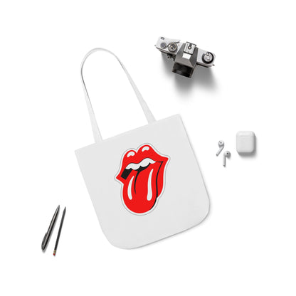 Rock & Roll Tongue Canvas Tote Bag — Retro Lip Graphic
