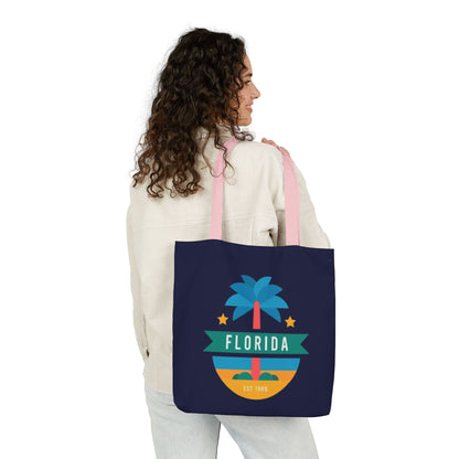 Florida Palm Beach Canvas Tote Bag — Retro Sunshine Travel Tote
