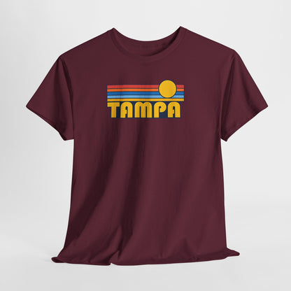 Tampa Retro Sunset T-Shirt — Vintage 70s Striped Beach Tee