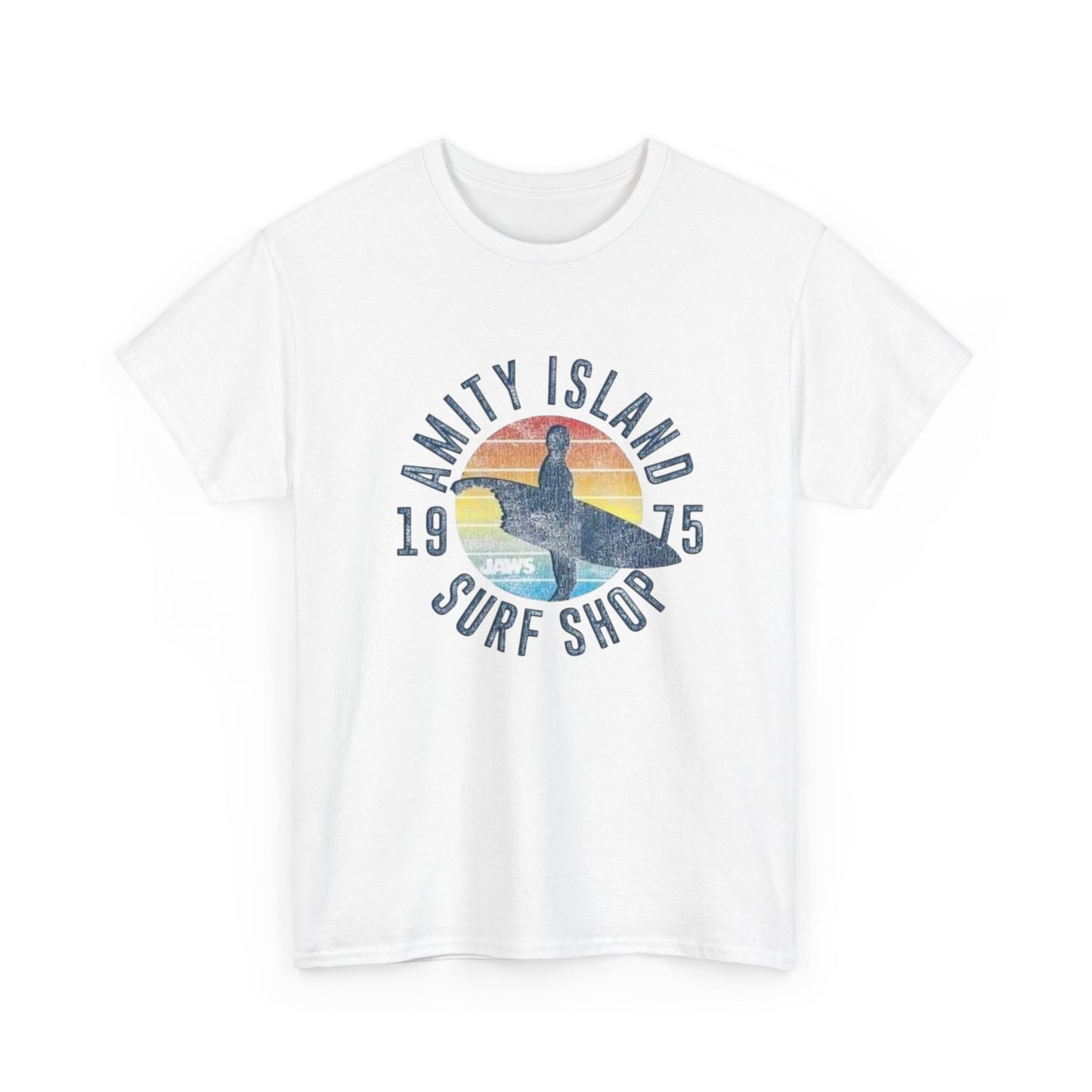 Amity Island Surf Shop Tee — Vintage Surfer Graphic T-Shirt (1975)