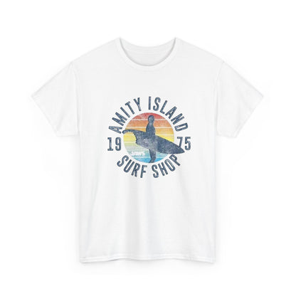 Amity Island Surf Shop Tee — Vintage Surfer Graphic T-Shirt (1975)