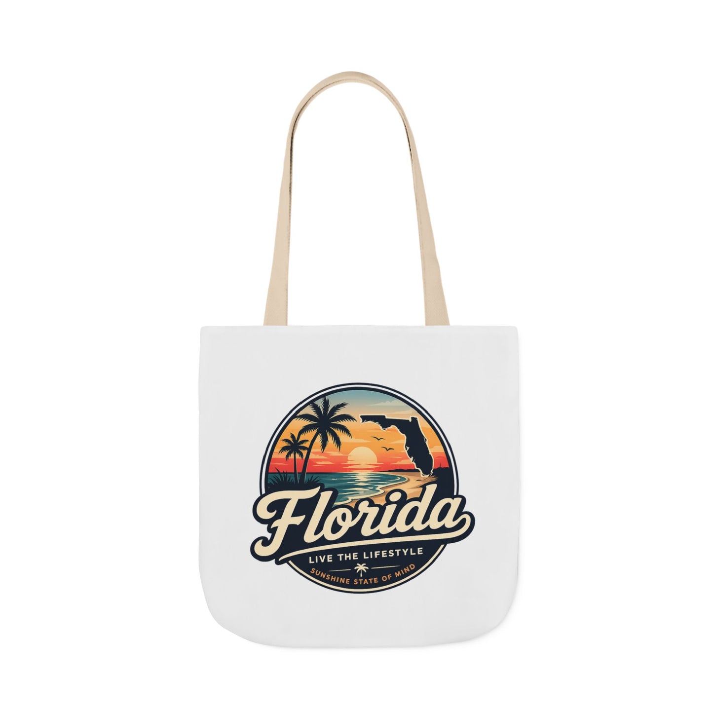 Florida Sunset Canvas Tote Bag — Retro Palm Beach Design