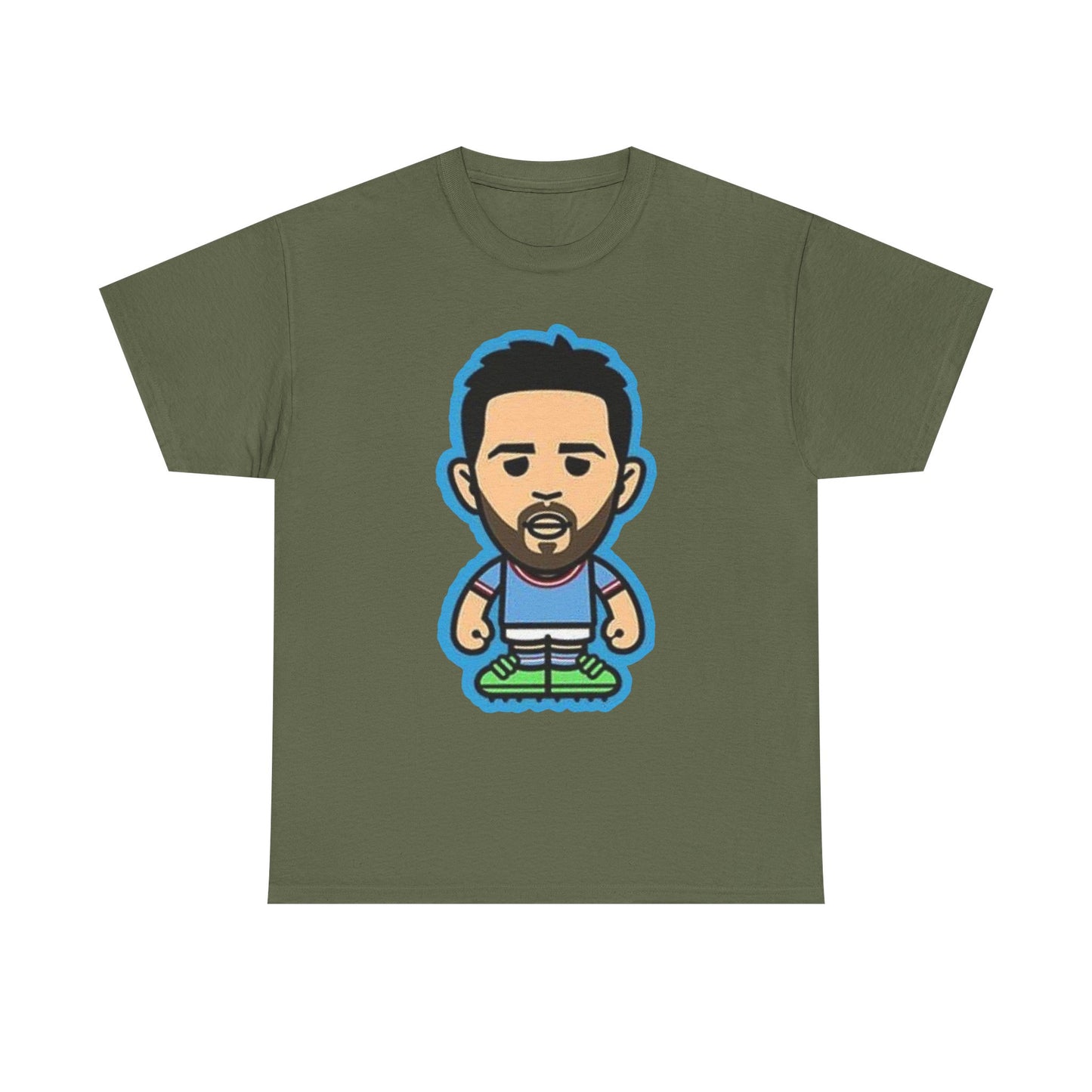 Bernardo Silva Manchester City Legend Graphic Tee — Player Cartoon Front & Tribute Poster Back