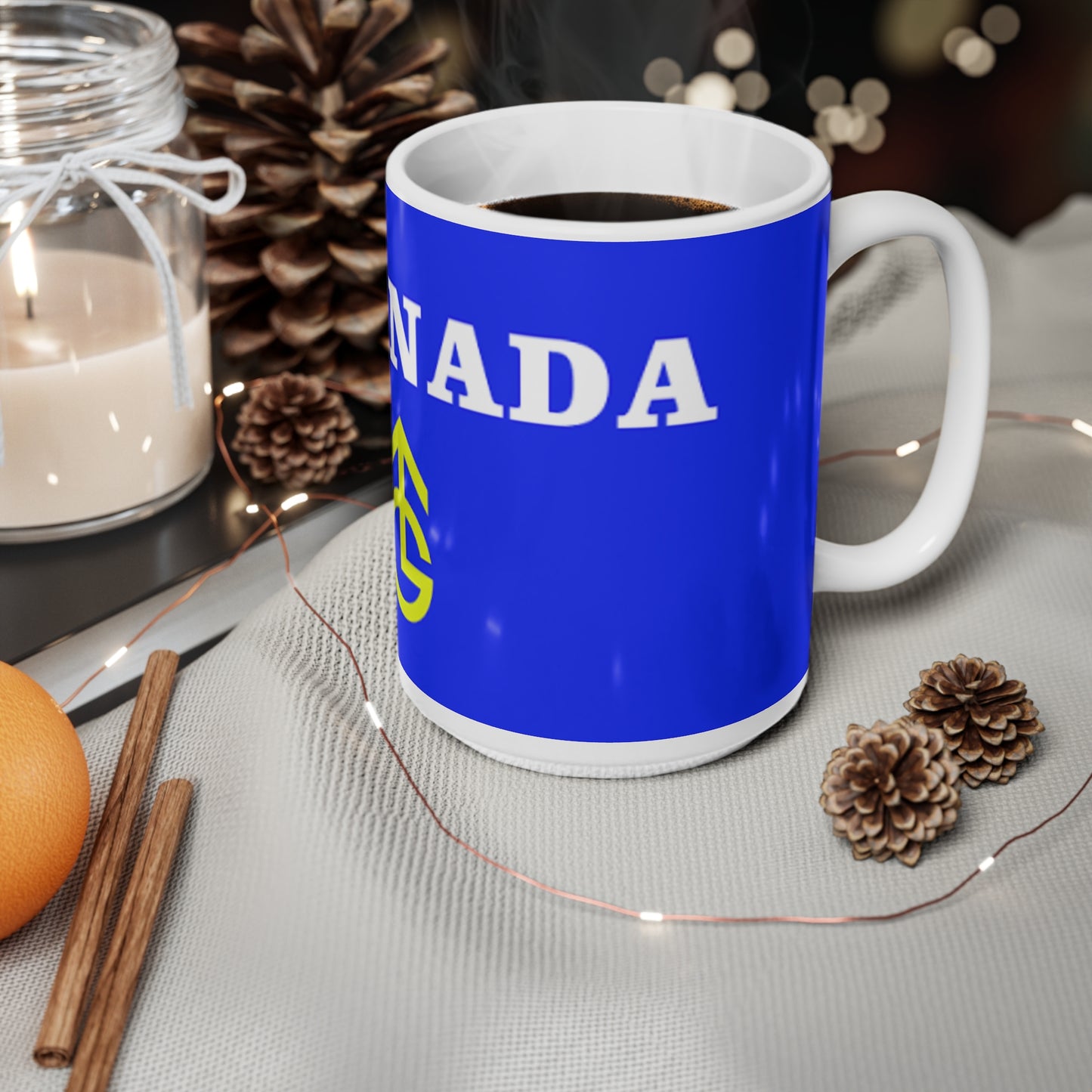 Granada TV Retro Emblem Ceramic Coffee Mug — Blue & Yellow Crest 11oz/15oz