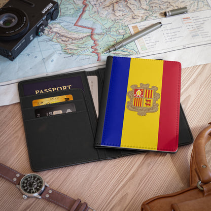 Andorra Flag Passport Cover – Tricolor Travel Passport Holder with Coat of Arms