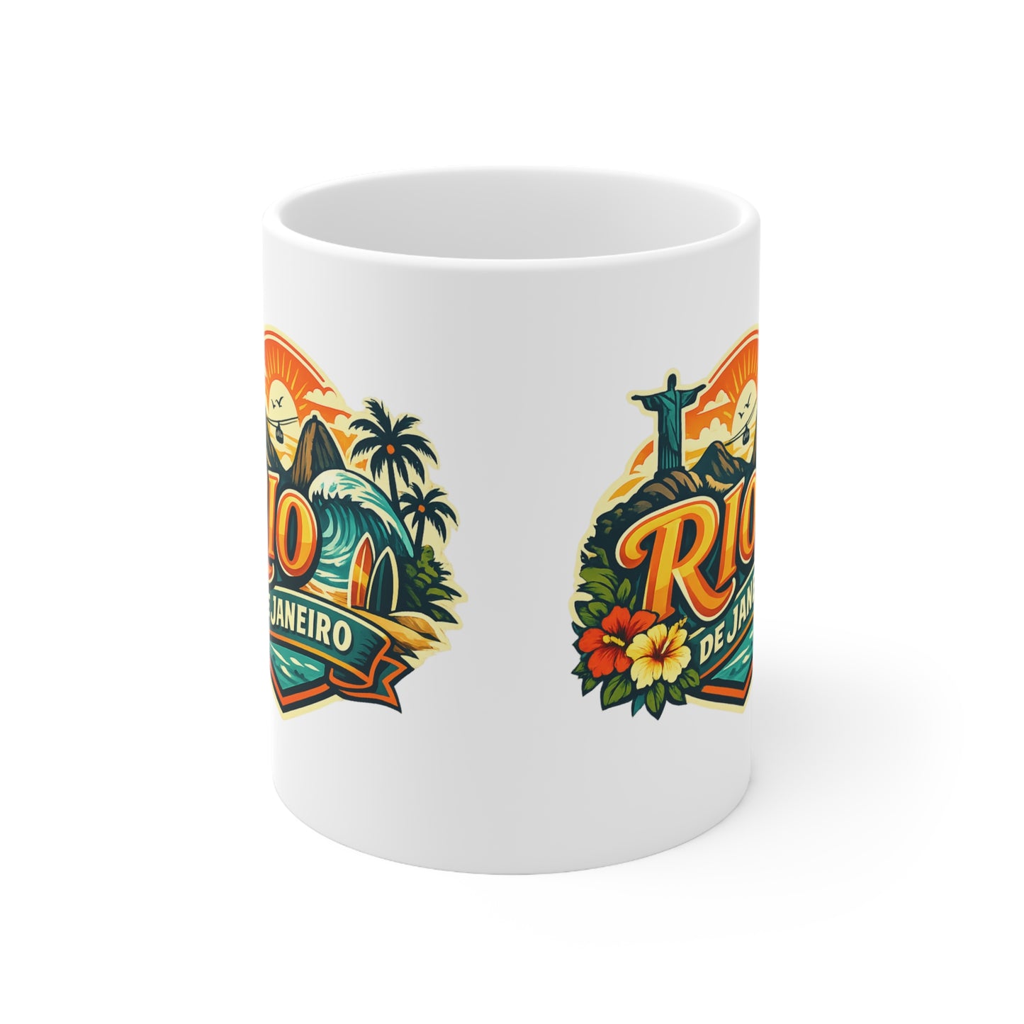Rio de Janeiro Ceramic Coffee Mug — Vintage Tropical Travel Souvenir (11oz & 15oz)