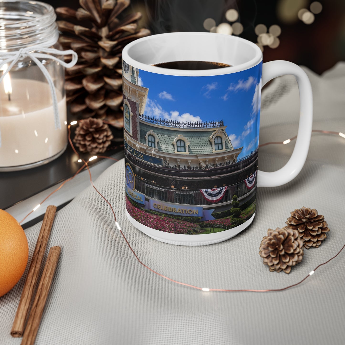 Magic Kingdom Train Station Photo Mug — 11oz & 15oz Ceramic Coffee Cup