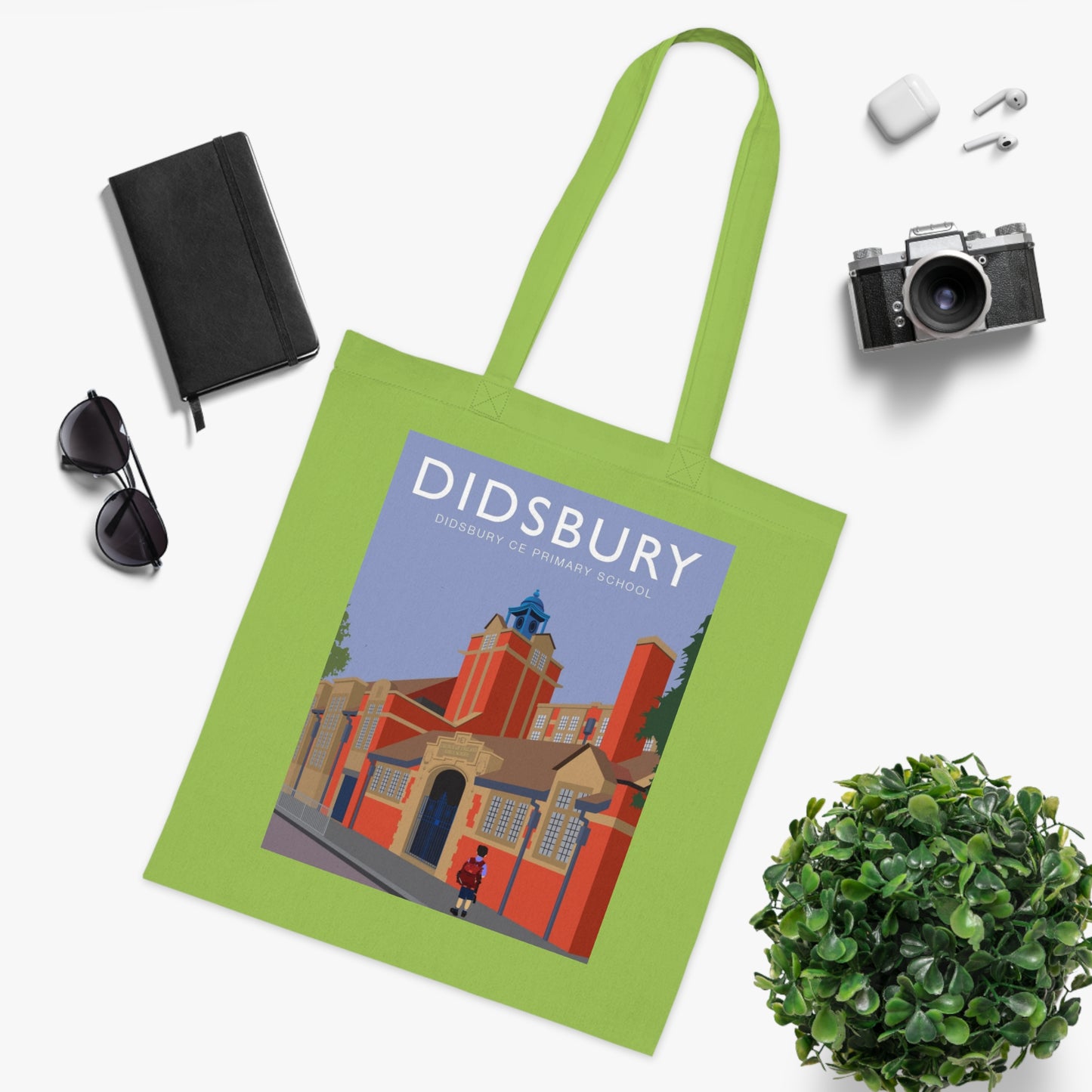Elm Grove Didsbury C of E Primary School Vintage Travel Tote — Retro Illustrated Cotton Shopper Bag