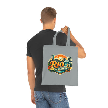Rio de Janeiro / West Palm Beach Beach Tote — Retro Tropical Cotton Tote Bag