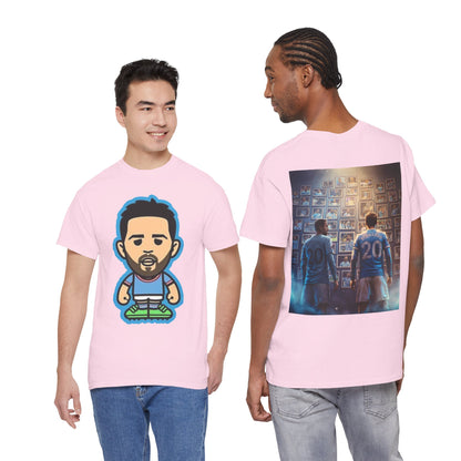 Bernardo Silva Manchester City Legend Graphic Tee — Player Cartoon Front & Tribute Poster Back