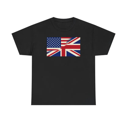 USA-UK Flag Graphic Tee — American British Union Jack Mashup T-Shirt
