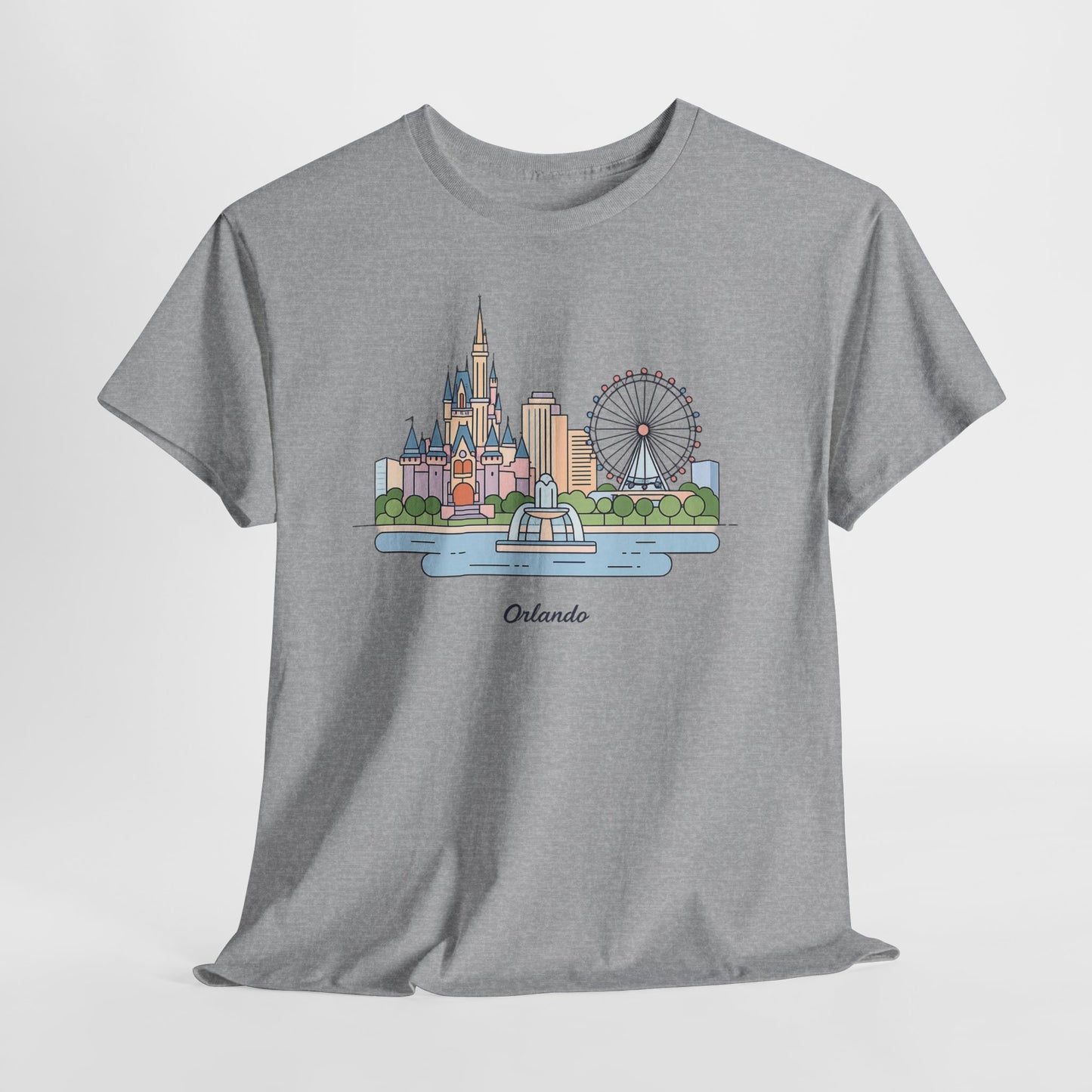 Orlando Skyline T-Shirt — Cute Cityscape Graphic Tee with 'Orlando' Text