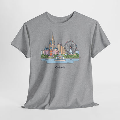 Orlando Skyline T-Shirt — Cute Cityscape Graphic Tee with 'Orlando' Text
