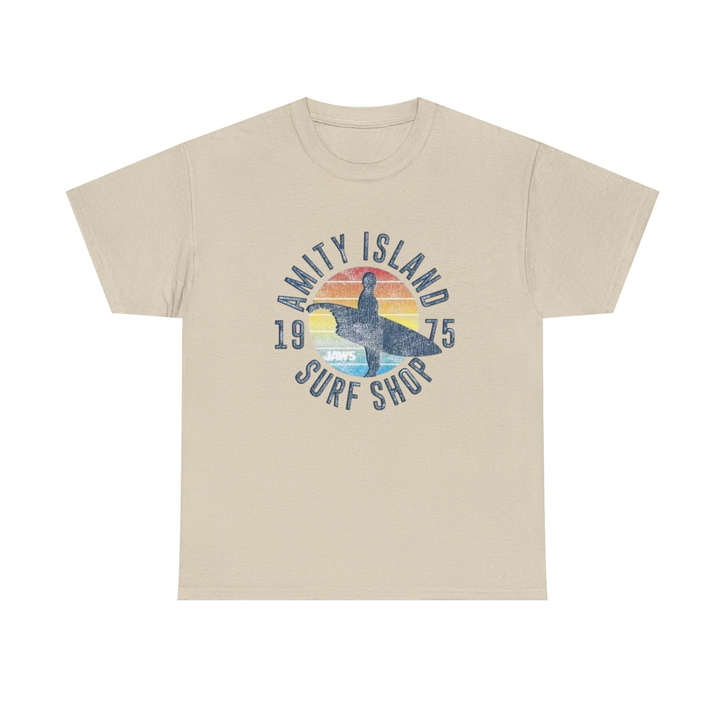 Amity Island Surf Shop Tee — Vintage Surfer Graphic T-Shirt (1975)