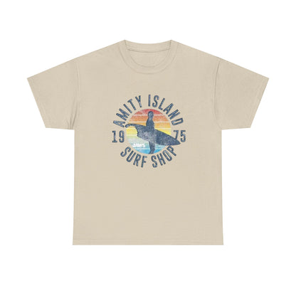 Amity Island Surf Shop Tee — Vintage Surfer Graphic T-Shirt (1975)