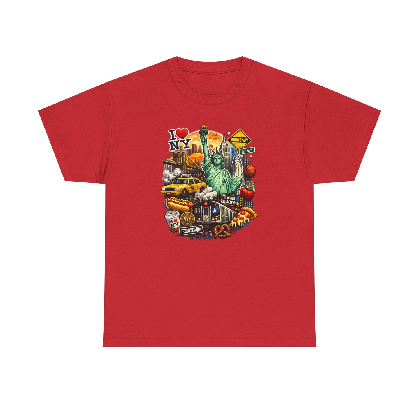 New York City Icons T-Shirt — Statue of Liberty, Taxi & I  NY Collage Tee