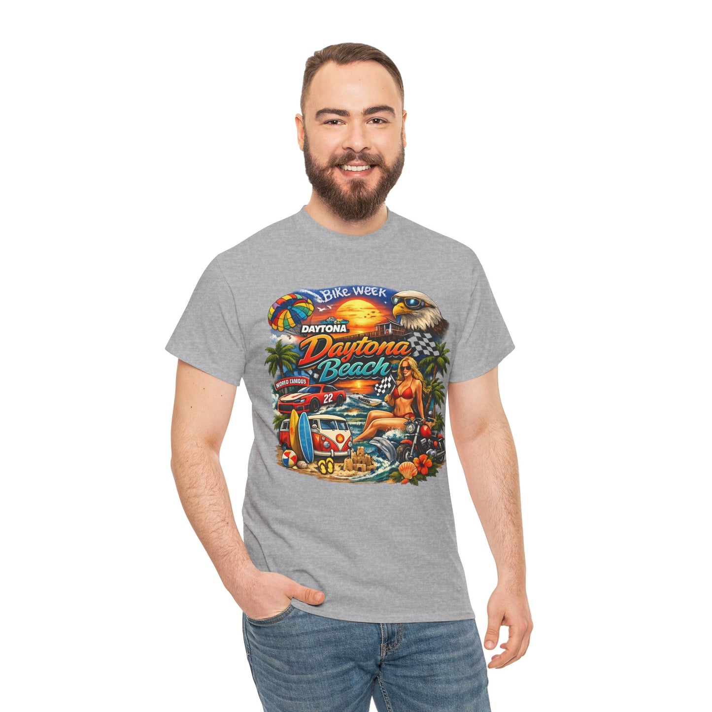 Daytona Beach Vintage Surf T-Shirt — Retro Sunset Palm Beach Tee