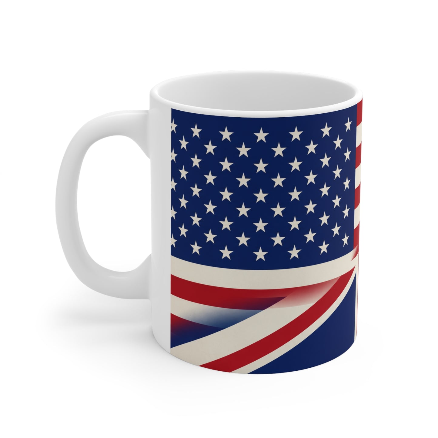 USA / UK British Flag Ceramic Coffee Mug — USA & UK Union Double-Sided 11oz/15oz