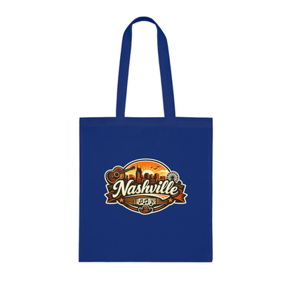 Nashville Retro Badge Tote Bag — Music City Souvenir Cotton Tote