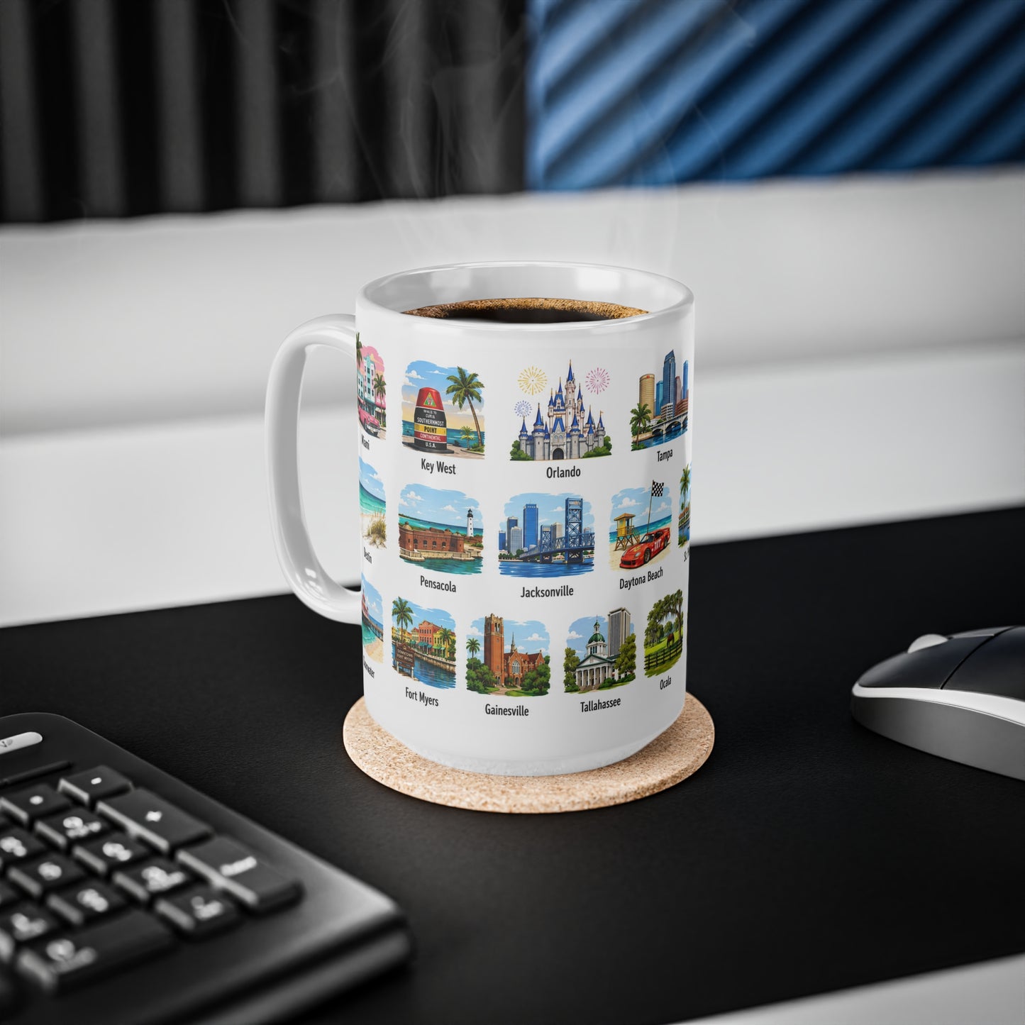 Florida Cities Scenic Ceramic Coffee Mug – 11oz & 15oz Travel Souvenir Cup