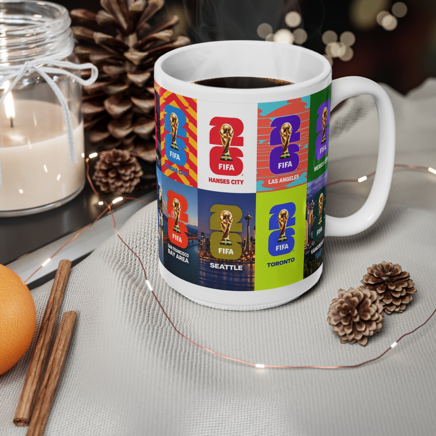 FIFA World Cup Cities Collage Mug — 11oz/15oz Ceramic Coffee Cup