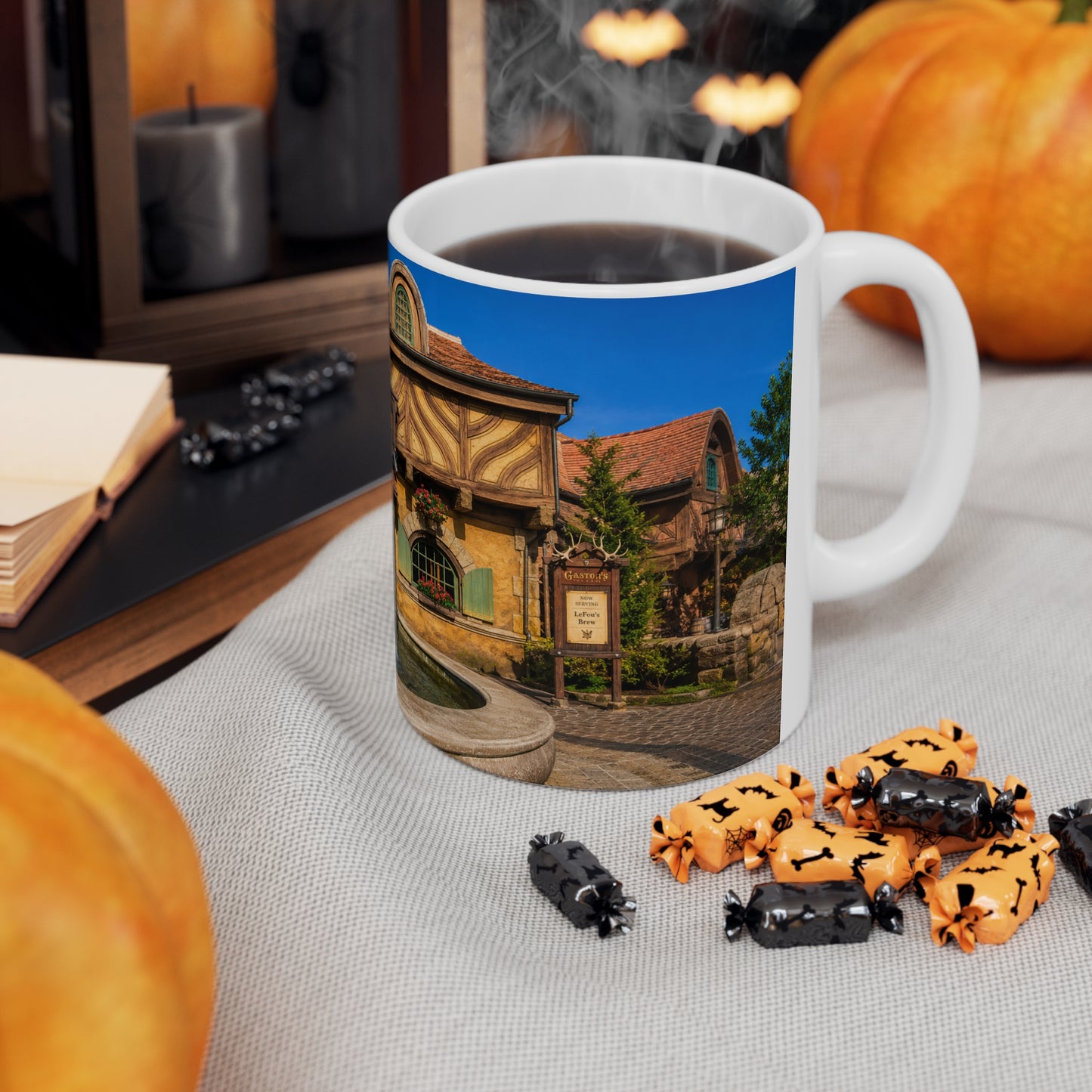 Gaston's Tavern Fountain Photo Mug — 11oz/15oz Ceramic Coffee Cup